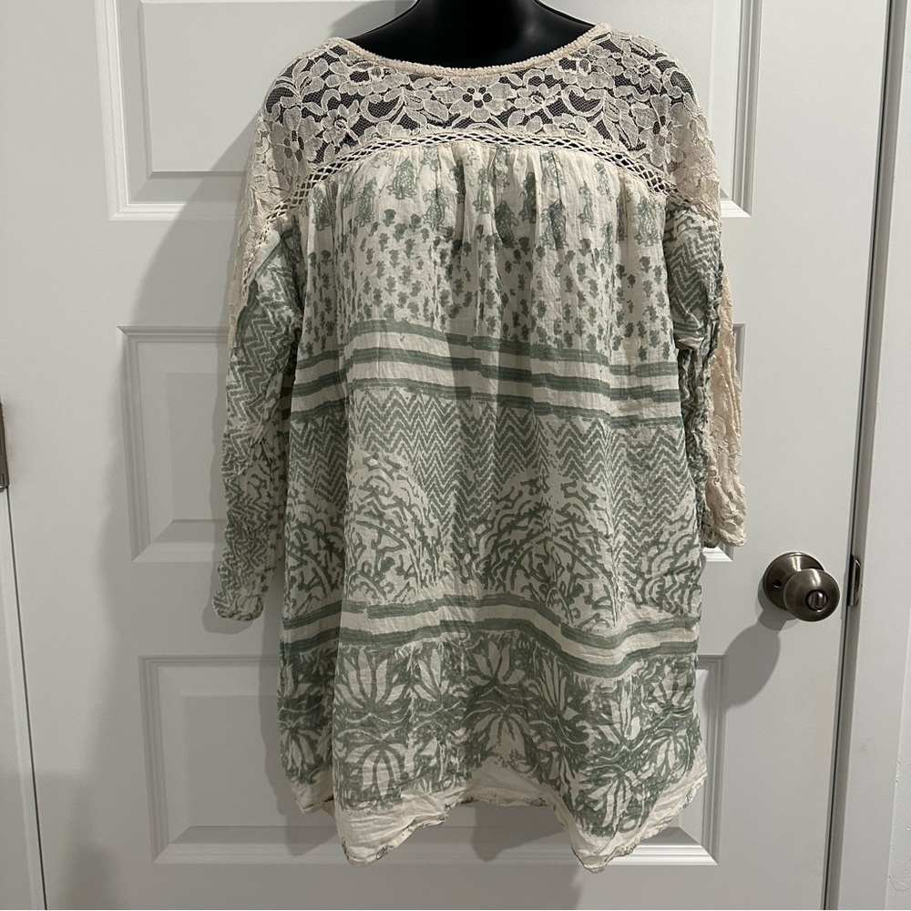 Free People Bohemian Lace and Patterned Tunic